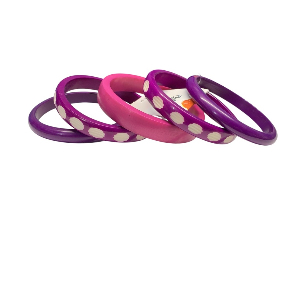 Antika Collection Bangle Bracelet Set Womens OS Purple Pink Polka Dot 5pc India